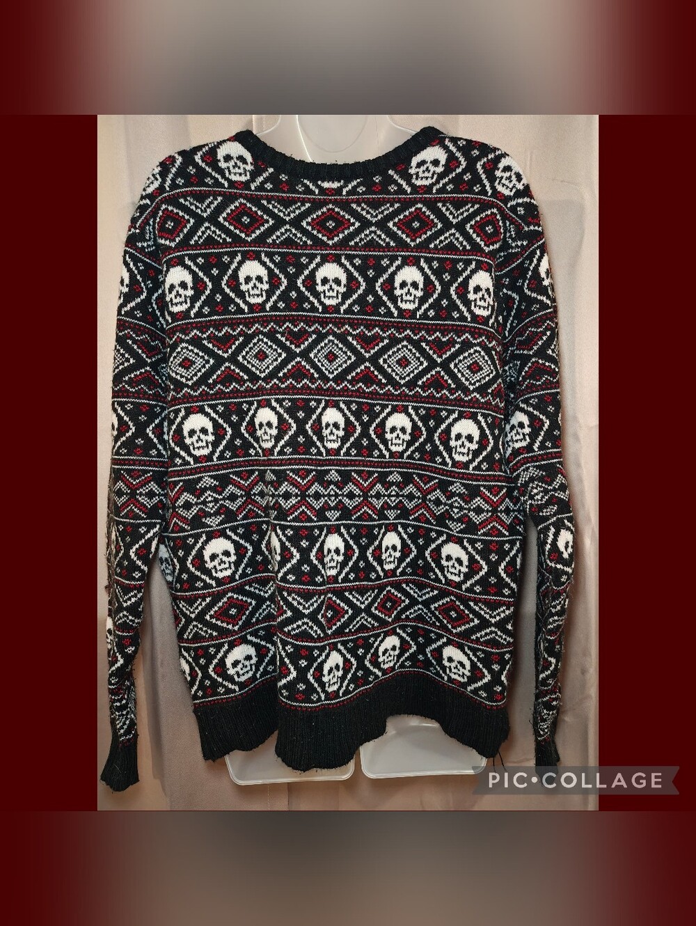 💀XXX RUDE Hot Topic Gothic Skull Fair Isle Sweater💀💀